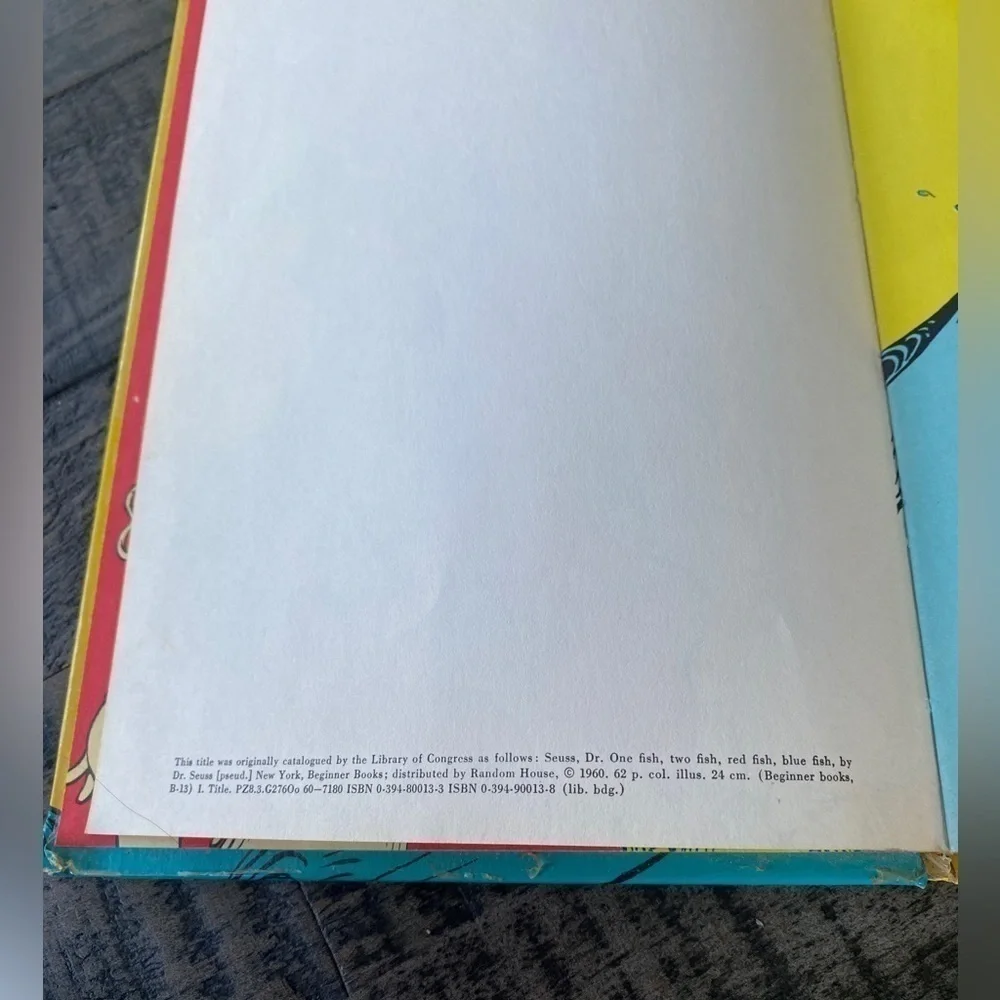 Dr. Seuss One Fish Two Fish Red Fish Blue Beginner Books Edition